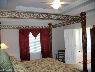 Master Bedroom. Master Bedroom has double trey ceiling w/ ceiling fan, huge walk-in closet and roomy bath with jetted tub and separate shower.
