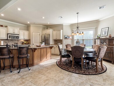 Truly open kitchen and dining area, large windows,