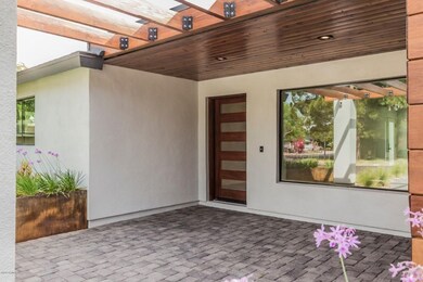 Steel Corten planters grace the patio