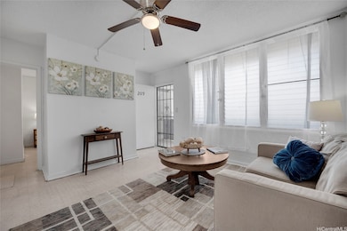 Spacious living room area off of the kitchen