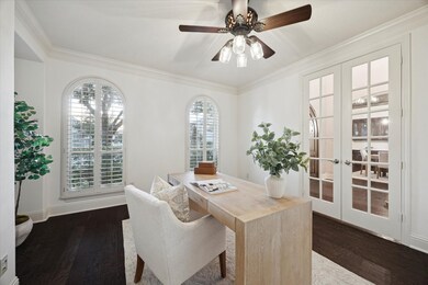 Beautiful scenery from your private study with plantation shutters and wood floors