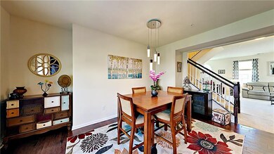 Dining room with pendant lighting
