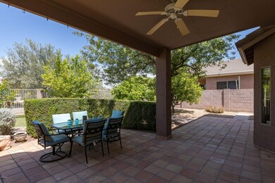 Large covered and tiled porch