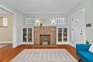 Built-ins around decorative fireplace