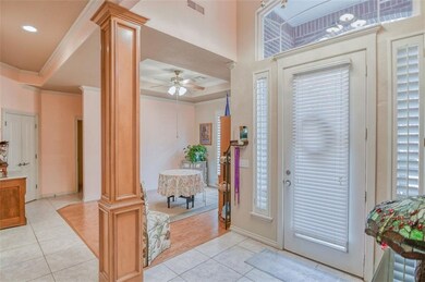 Tall ceilings in the beautiful entryway that leads