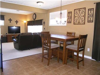 The dining area looking into the family room...not
