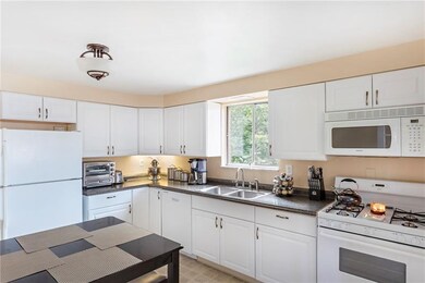 Spacious equipped kitchen with neutral paint and v