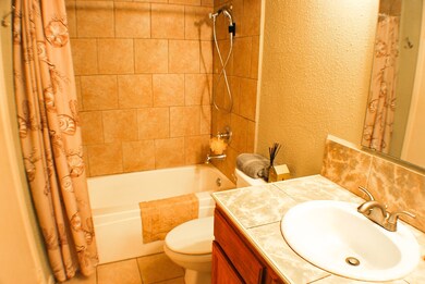 Large bath room with fresh paint and neutral tones