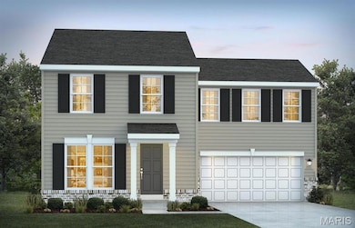 View of front of home featuring an attached garage, concrete driveway, and a shingled roof