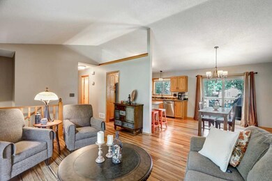 Living room is open to the dining space and kitche