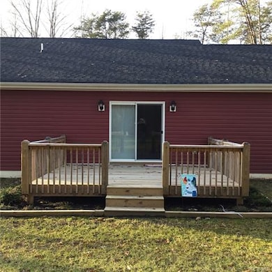 Sliding patio door and deck.
