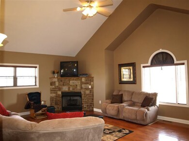 Corner stone fireplace