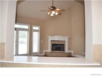 View of greatroom though kitchen opening.