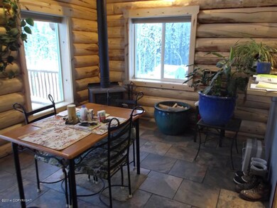 dining in front of wood stove