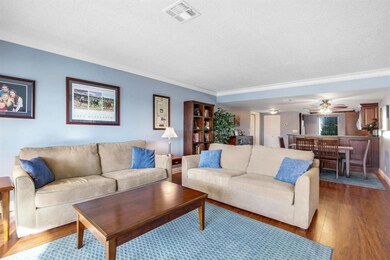 Spacious great room wood floors