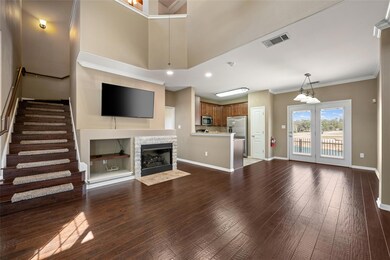 Unfurnished living room featuring dark wood-style
