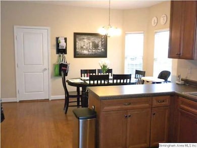 Kitchen opens into eating area.