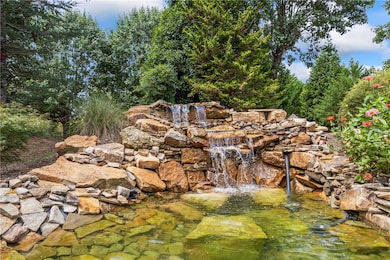 Waterfall located in backyard