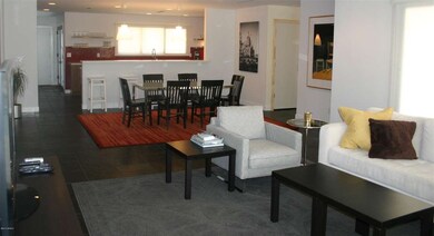 family room into kitchen