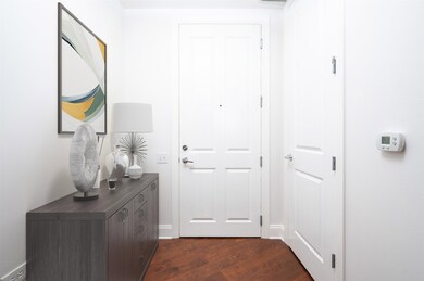Entryway featuring dark hardwood / wood-style floo