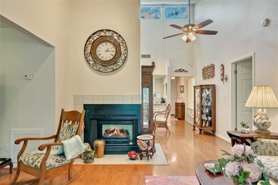 fireplace between living room and den
