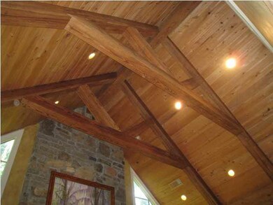 vaulted and beamed wooden ceilings,
