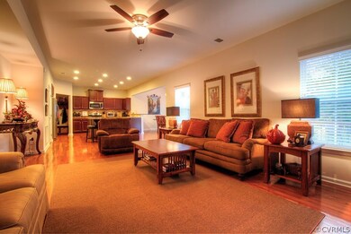 Family Room/hardwood floors/ceiling fan