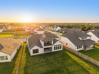 Aerial perspective of suburban area
