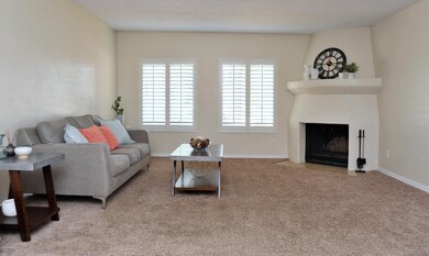 Custom wood shutters in living room