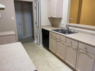 Kitchen with light brown cabinetry, dishwasher, an