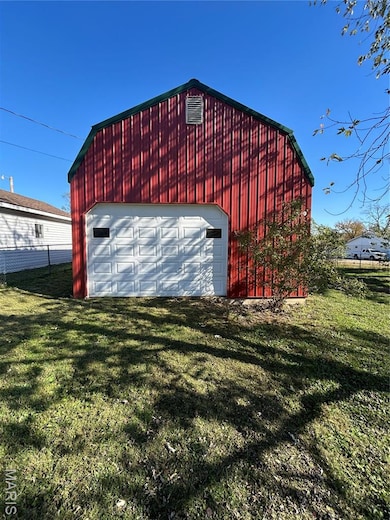 View of detached garage