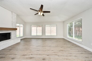 Living Room with Rock Fireplace