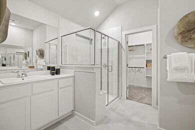 Primary Bathroom in a Trinity Ranch Diamond Model in Elgin TX by Trophy Signature Homes
