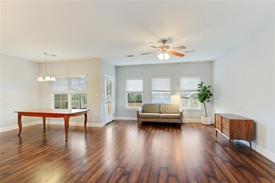 View from front entrance of living room and dining