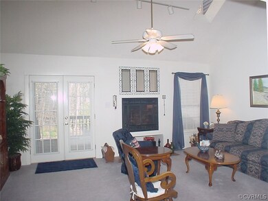 Vaulted ceiling great room.