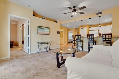 living room with tile flooring