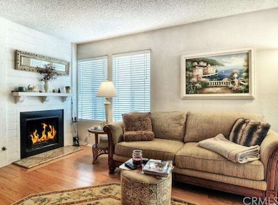 Living room with gas fireplace. 