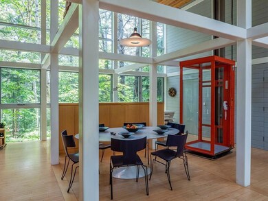 Dining area with striking elevator down