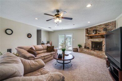 Living area features patio doors for more natural 