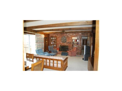 Brick fireplace with built-ins