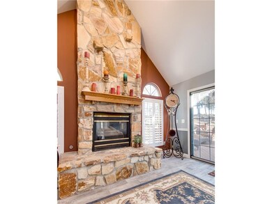 Such a handsome stone fireplace!
