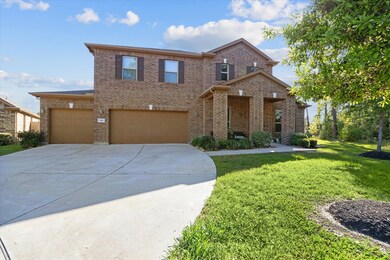 This beautiful home has a three-car garage and a l