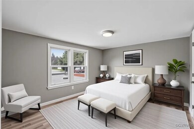 Bedroom with baseboards and light wood-style floor