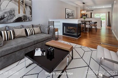 Main level is open and features beautiful floors, 