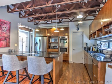 A view into the kitchen from the breakfast bar.