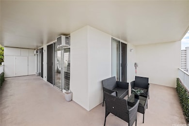 Lanai is L shaped - on the left are storage areas.