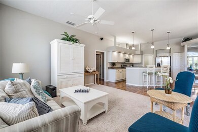 Open floorplan with high ceilings give it a light 