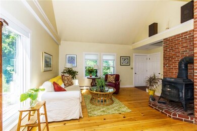 Living room with cathedral ceiling.