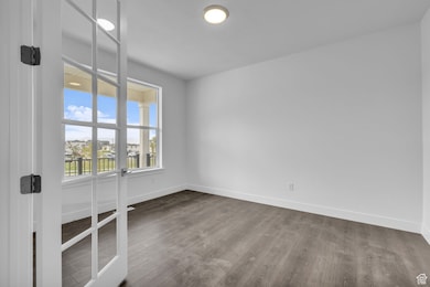 Spacious office with french doors.