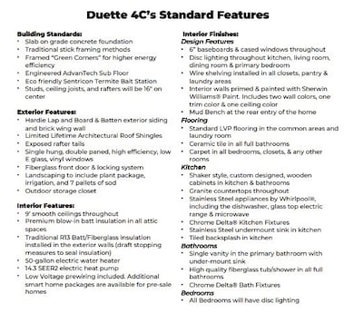 Standard Features - All plans, pricing and specifications are subject to change without notice.